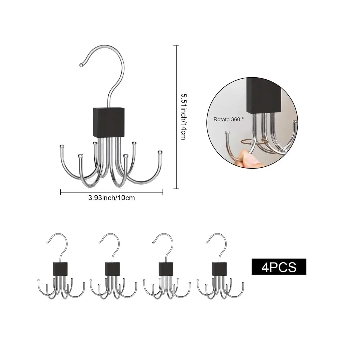360 °   تدوير متعدد مخلب تخزين خطاف تعليق المعاطف رف ملابس متعدد الوظائف لحزام الصدرية تانك توب التعادل وشاح محفظة شماعات المنظم