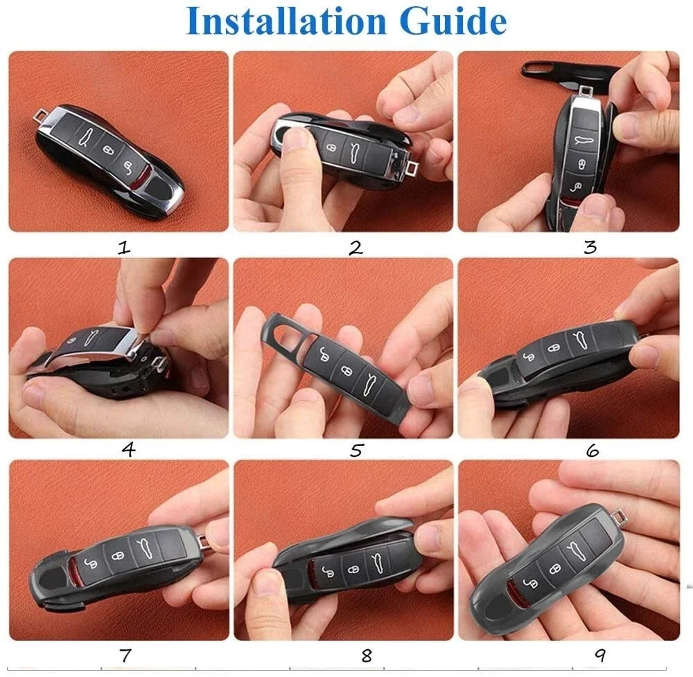 1pc Car Key Case Chrome Middle Centre Section Accessories Remote Key Fob Cover Housing Replacement Parts For Porsche