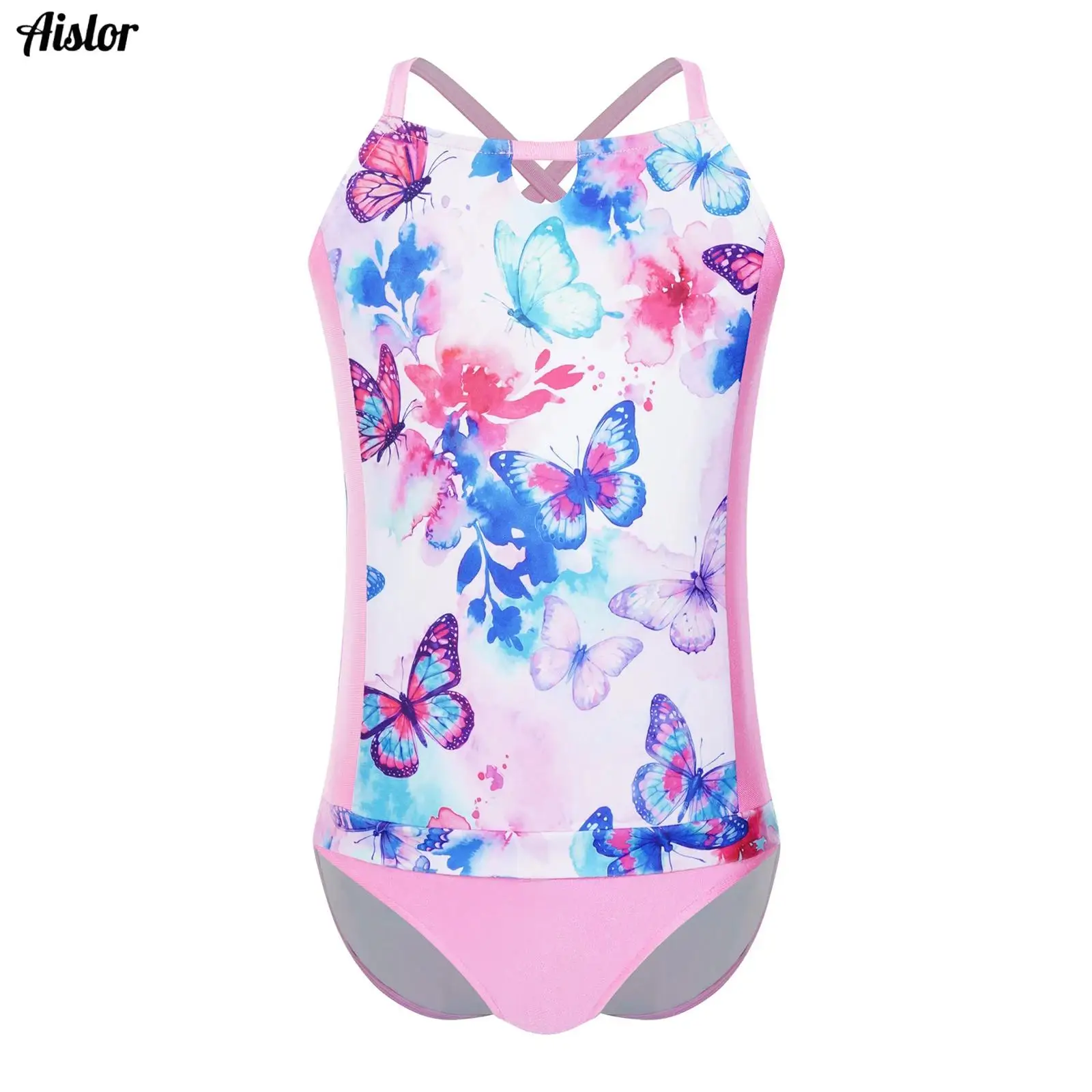 

Kid Girls Adaptive Swimsuit One-piece Bathing Suit Swimwear Spaghetti Straps Front Waist Cute Printed Bodysuit for Special Needs