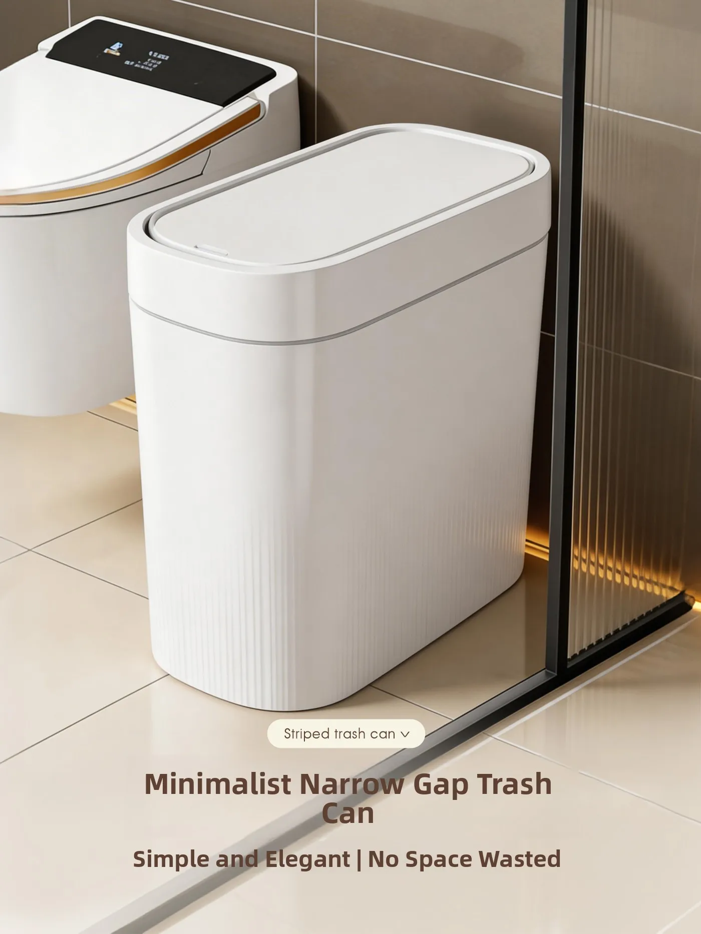 

Большое мусорное ведро для ванной комнаты, для домашнего использования, новинка 2026 года, для туалета и гостиной, высококачественное, узкое, со специальной крышкой