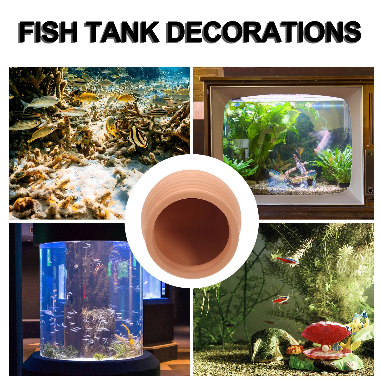 

2pcs Aquarium Decorations Fish Shrimp Hiding House Clay Tank Shelter Ornament Simulated Aquatic Plants Fish Bowl Decor Desktop