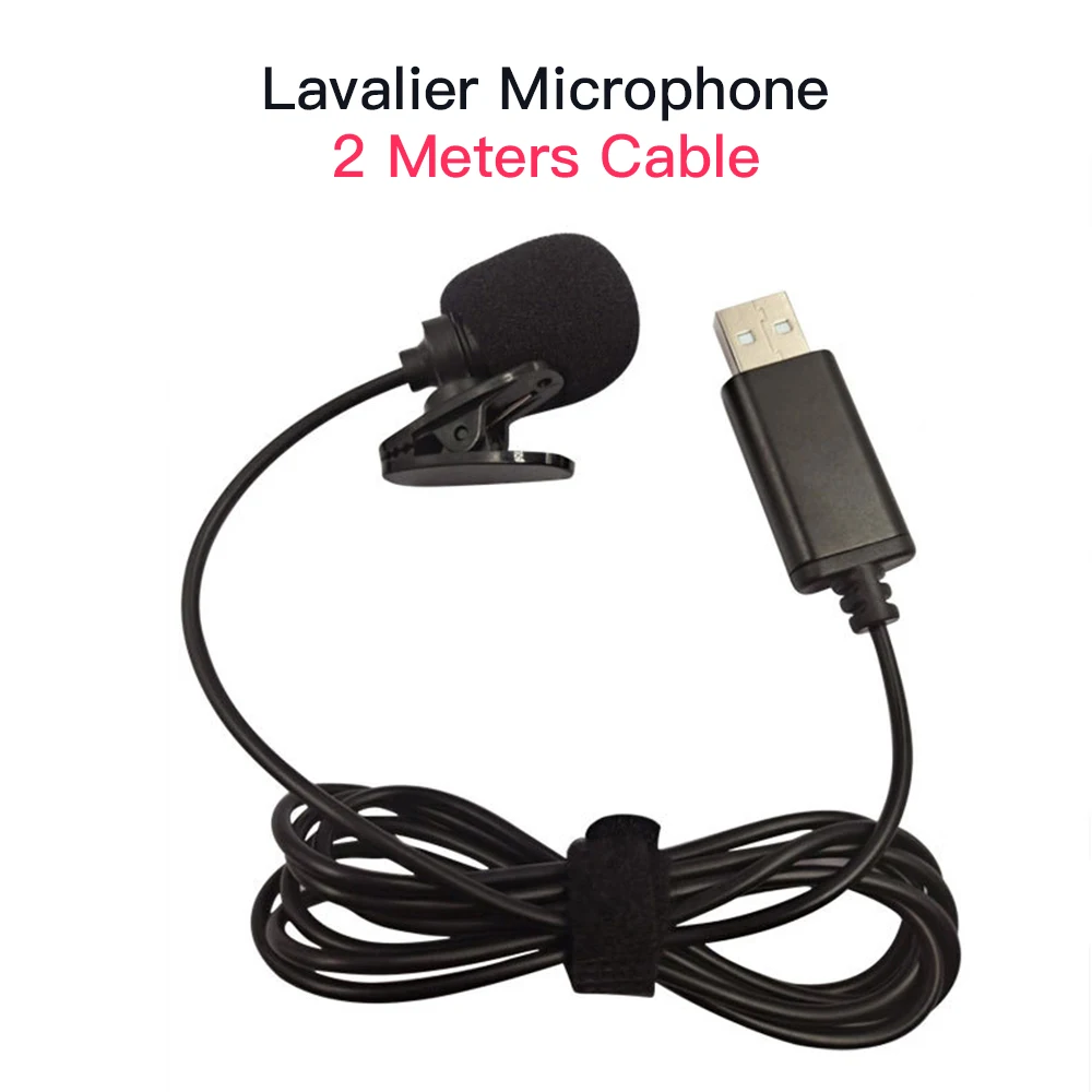 USB Lavalier Lapel Condenser Microphone Omnidirectional Wired Clip-on Mic Hands Free Plug & Play for Computer PC Laptop