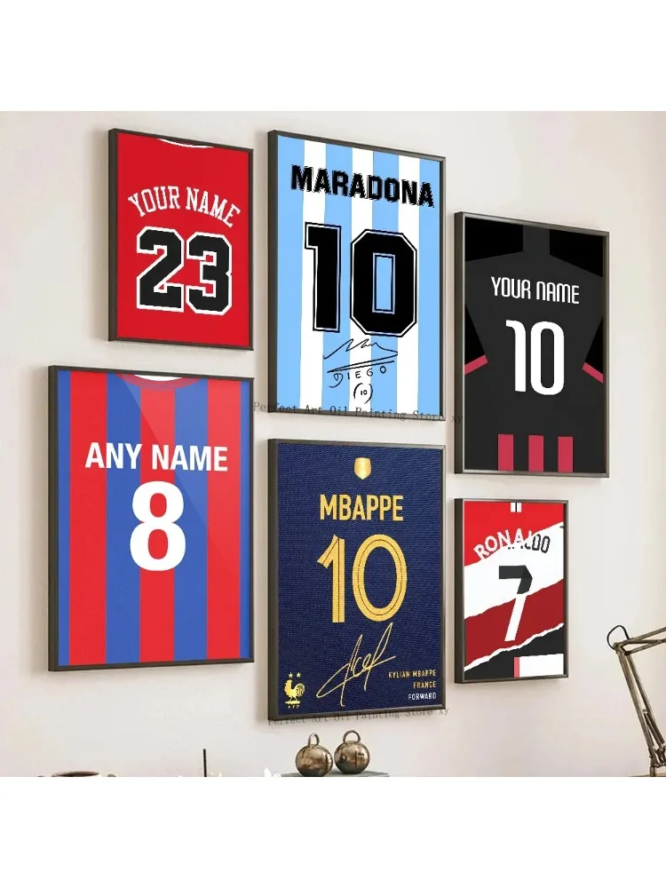 Fußballtrikot-Namen-Poster für Wohnzimmer, Schlafzimmer, Bar, Café, Kunstdekoration