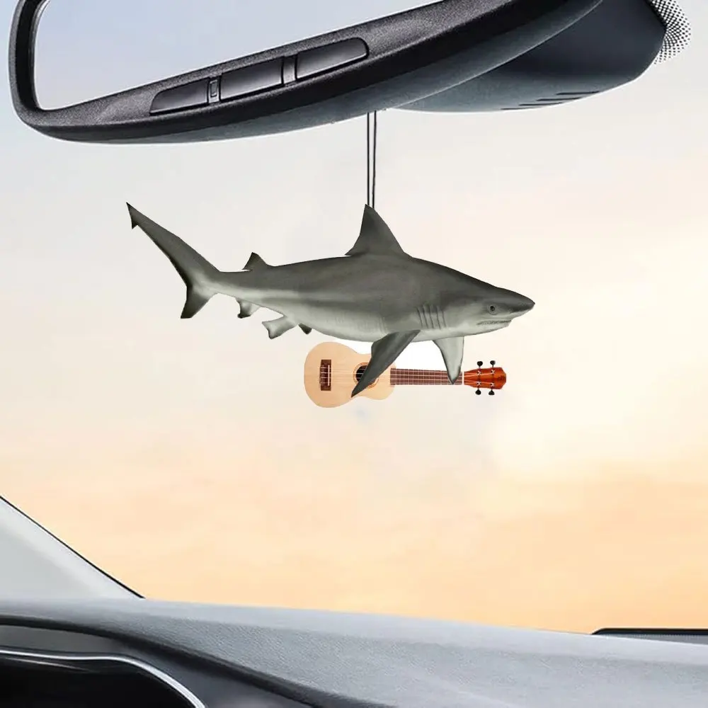 شماعة رائحة سيارة Ukulele Shark - تصميم ممتع موسيقي، معلقة بفتحة تهوية مرآة، عطر يدوم طويلاً