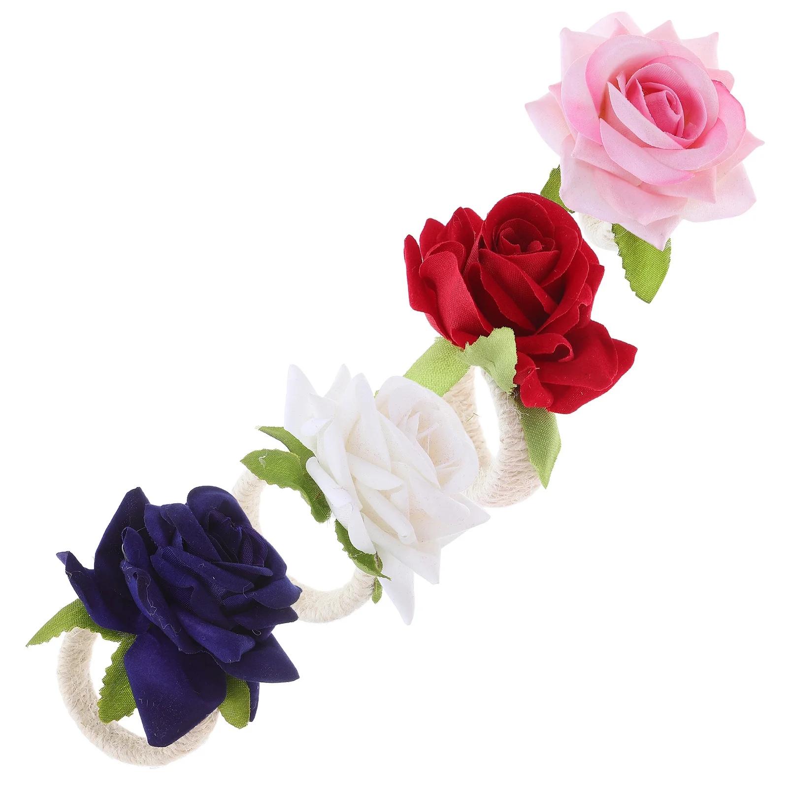 

4pcs Rose Napkin Rings Floral Table Decorations Handmade Artificial Flower Napkin Holders For Wedding Party Banquet Holiday