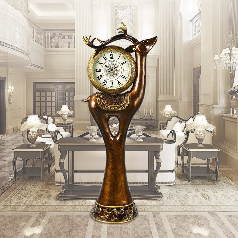 European-Style the Grandfather Clock Modern Vertical Deer Head Creative Decoration Clock