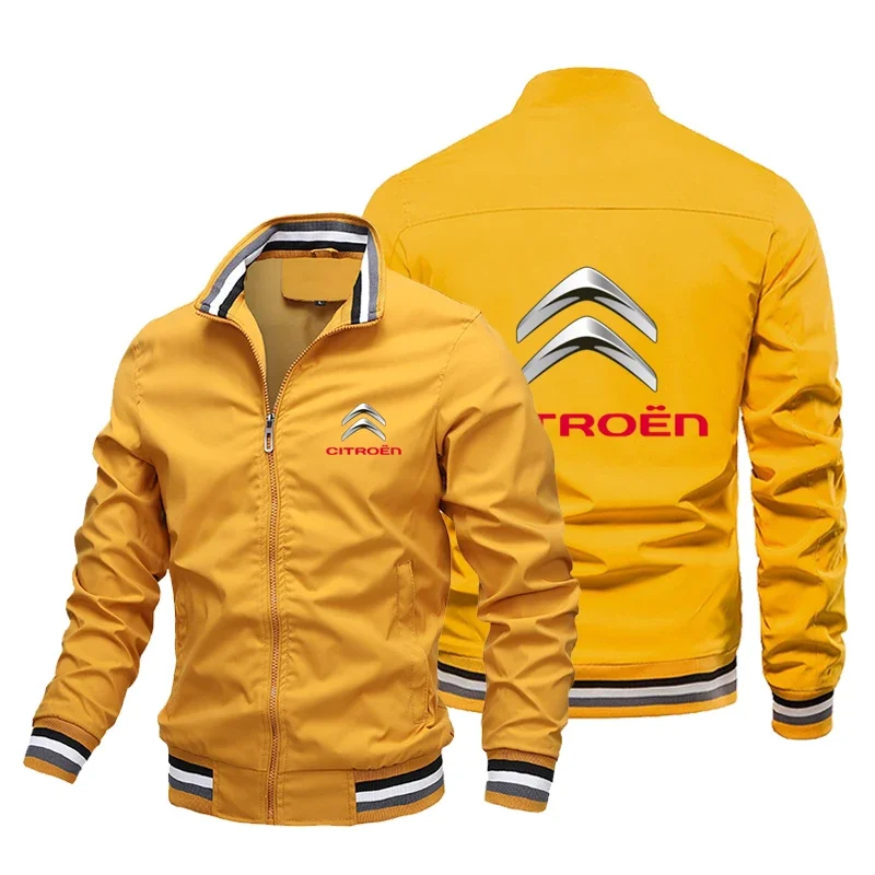 New Men\'s Jacket, Motorcycle Jacket, Citroen Logo Printed Casual Windproof Clothing, Sportswear, Zippered Shirt