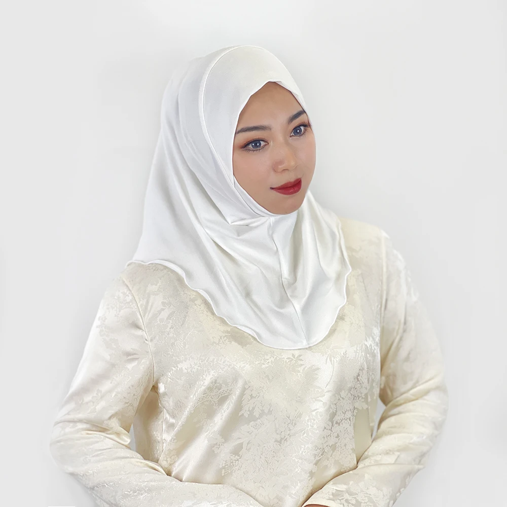 Muslim Hijab Milk Silk Convenient Pullover Hat Malay Pullover Hijab Multicolor Solid Color Close Copy Lace Ladies Ethnic Hat