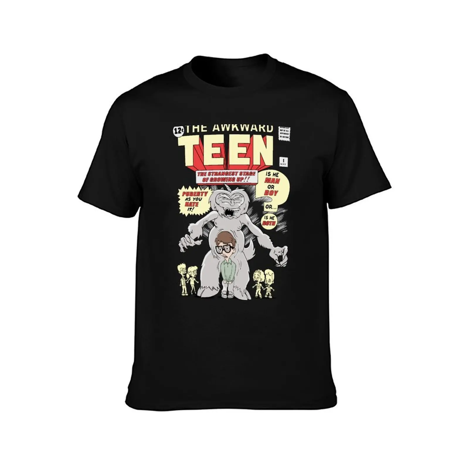 The Big Mouth Awkward Teen T-Shirt, Summer Casual Cotton Tee, Oversized Streetwear Tops, Vintage Graphic Print, Unisex Men Women