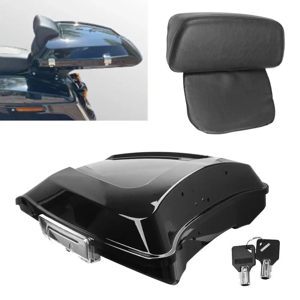 

Motorcycle Black ABS Tour Pack Pak Trunk w/Pad Backrest For Harley Touring CVO Road Glide Road King 1997-2021