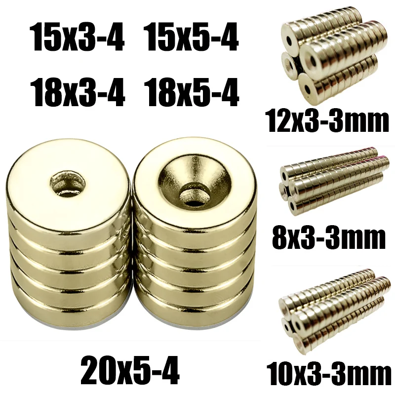 8x3 10x3 12x3-3mm NdFeB Countersunk Round Hole Magnet Super Powerful Strong Permanent Magnetic Imane Discount N35