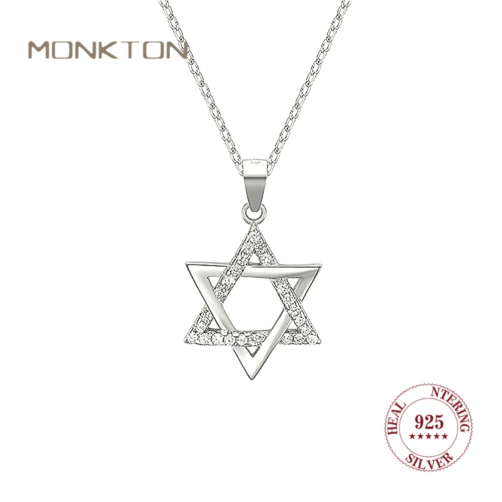 Monkton 925 Sterling Star of David Necklaces for Women Luxury Hollow Hexagonal Star Pendant Birthday Gift Talisman Fine Jewelry