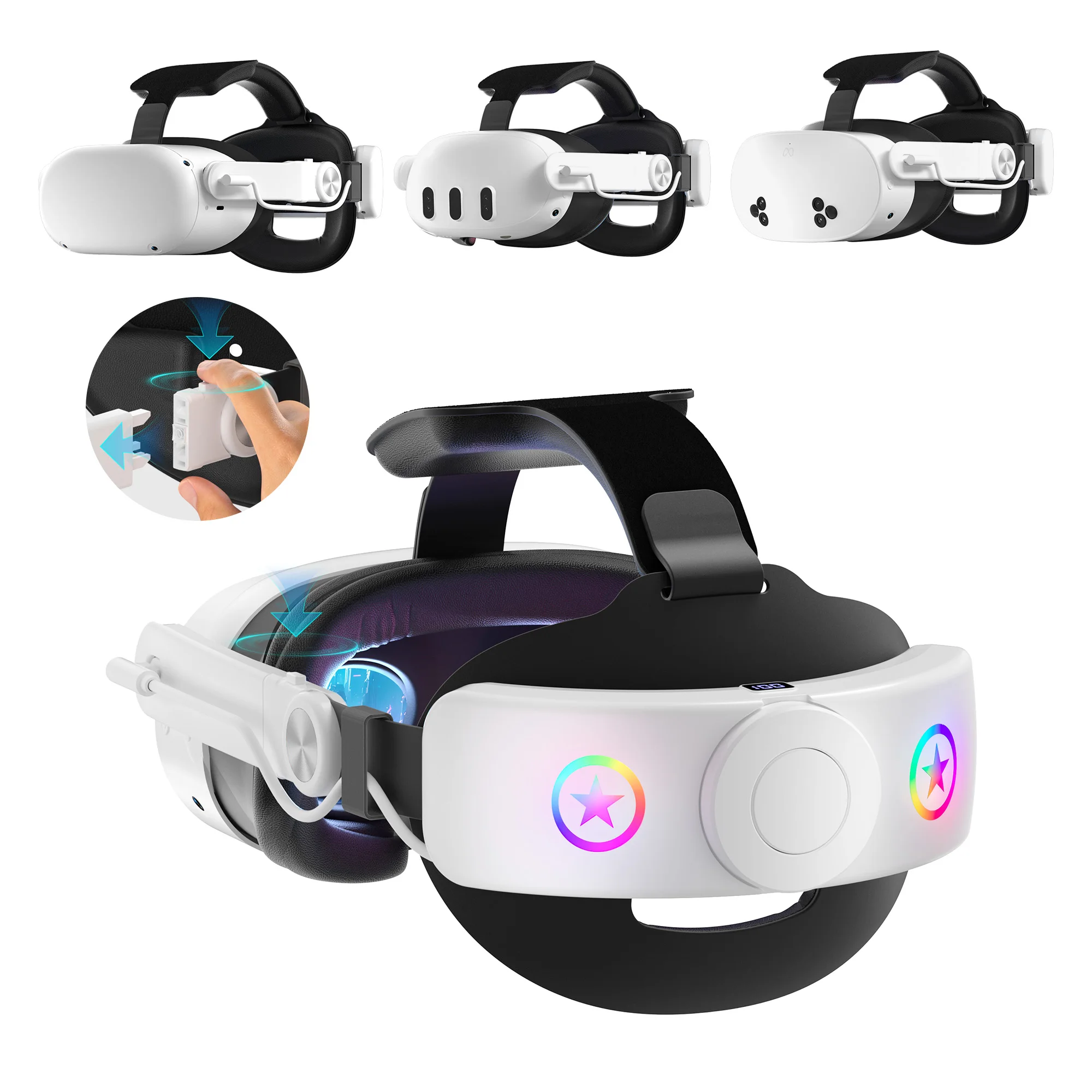 VR Head Set Strap with 10000mAh Battery for Meta Quest 3/3S/