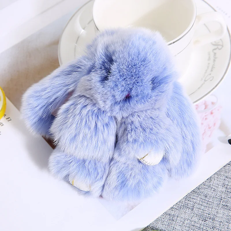 Mini Frost Color Rabbit Keychain Women Cute Girls Real Fur Pompom Bunny Key Chains On Bags Car Trinket Wedding Party Toys Gift