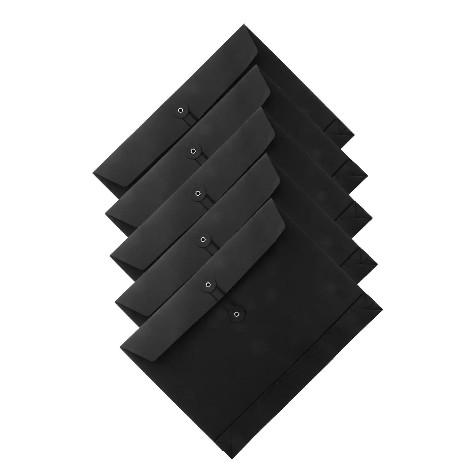 5pcs A4 Black Card Document Envelopes Sturdy Paper Large Capacity Office Use File Storage Business Travel
