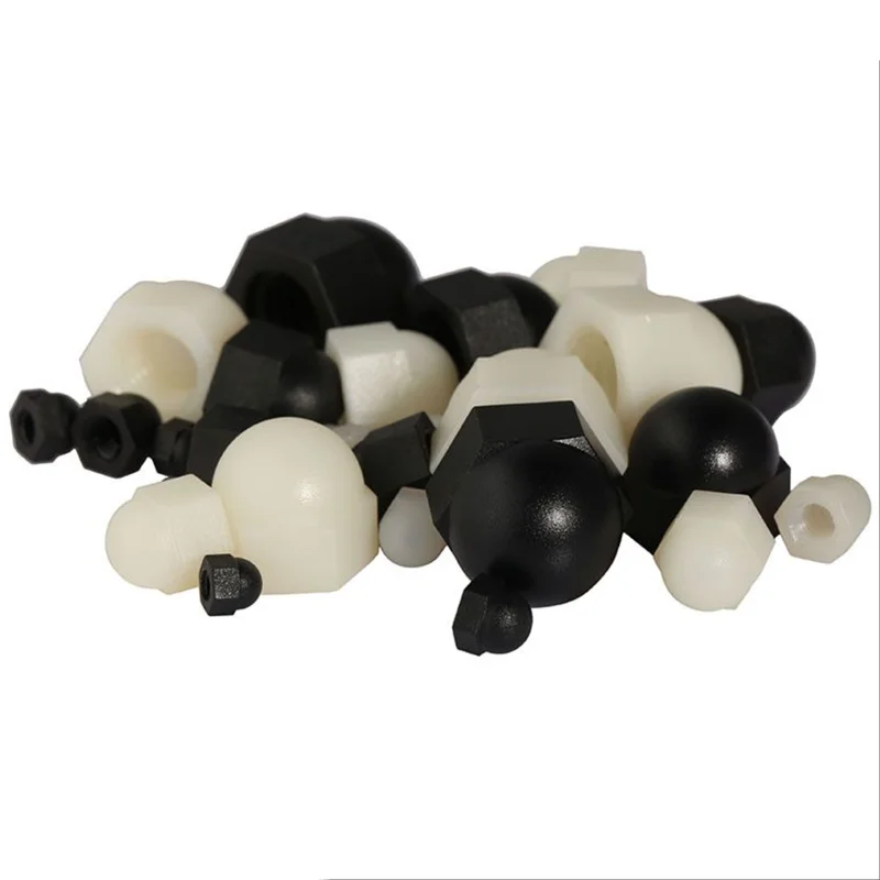 10-50pcs DIN1587 M3 M4 M5 M6 M8 M10 White Or Black Nylon Cap Nuts Decorative Cover Semicircle Acorn Nut