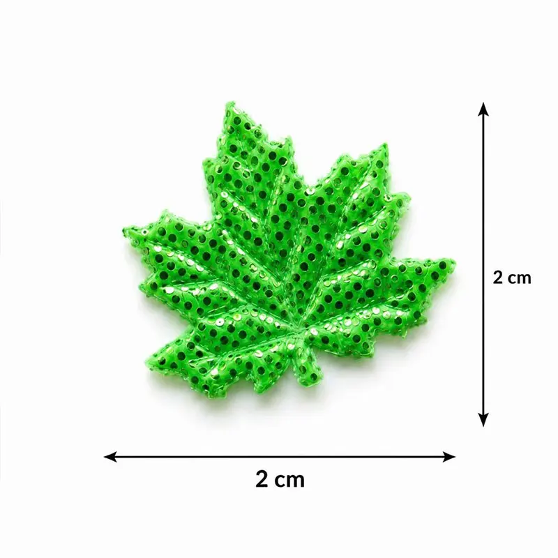 100 Stück 2 cm glänzende, glatte Ahornblatt-Applikationen, DIY-Haarspangen, Schmetterlingsknoten-Dekorationen, Haarklammern, Kleidungszubehör – Detail 4