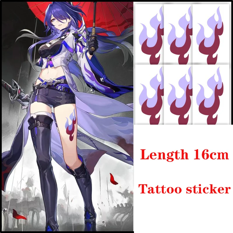 Acheron Tattoo Sticker Honkai: Star Rail Cosplay Clothing Accessories  Thigh Tattoo Patch Halloween Christmas Party Props