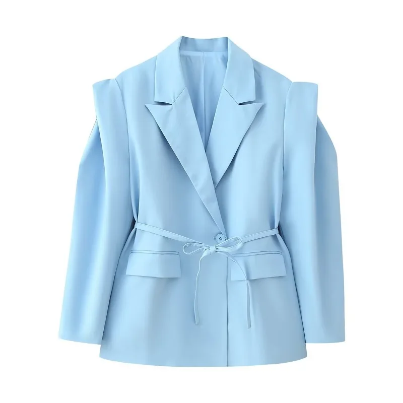 Tops Elegant Commute Suit Jacket Female Loose Outwear Autumn New Women's Distinctive Waisted Lace-up Wide Shoulder Suit Jacket