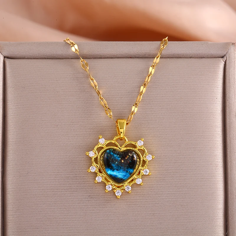 1 piece Y2K Love Blue Planet Fashion Pendant Necklace for Women