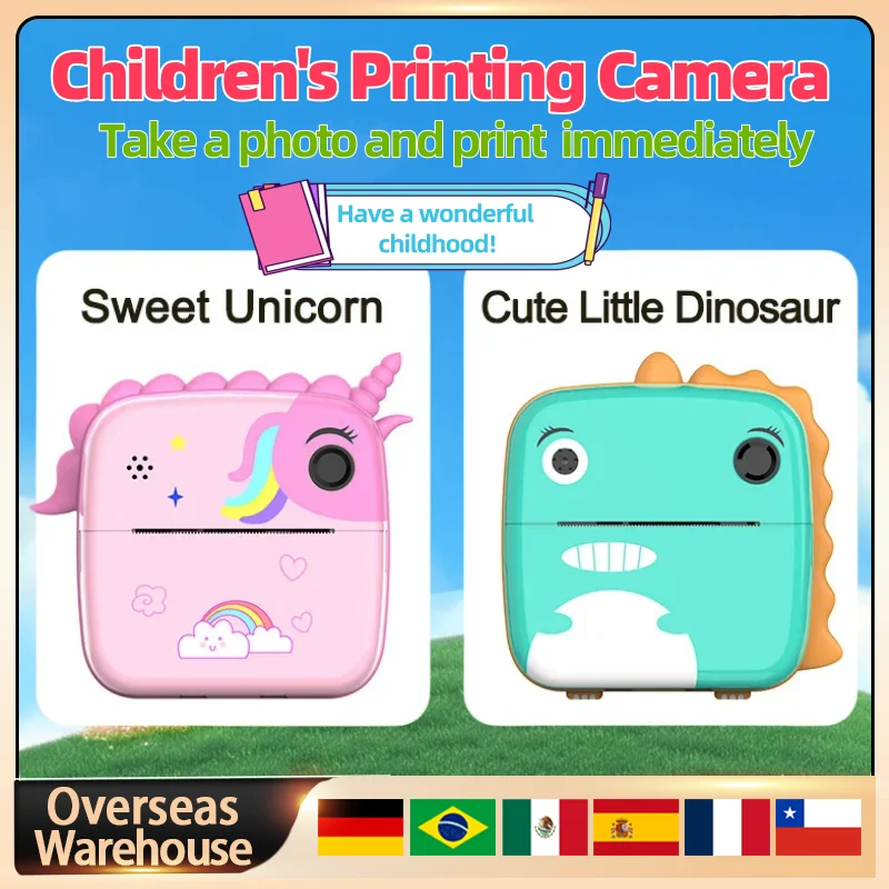 Kids HD Print Camera Instant Print Digital Camera Thermal Inkless Printing Kid Early Education Shoot Toys For Children's Gifts