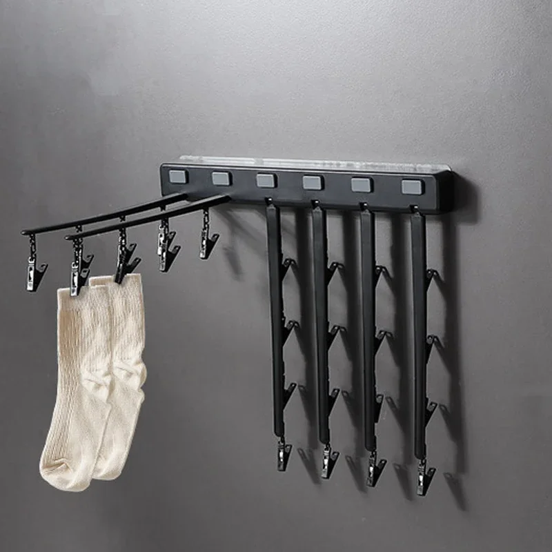 

Foldable clothes rack with clips, balcony drying artifact, used for drying clothes, socks, underwear, clothespin storage