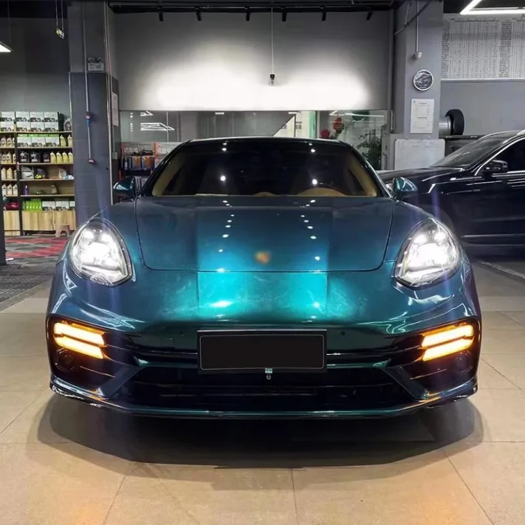 Для Porsche Panamera 2014-2016 от 970 до 971 комплект кузова в стиле TurboS, передний бампер, задние насадки для губ, автомобильная решетка, модификация переднего бампера