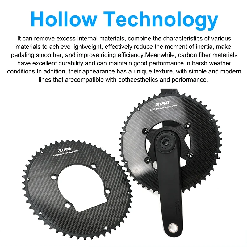 Riro Carbon Fiber 110Bcd Bicycle Crankset for Shimano Road Bike