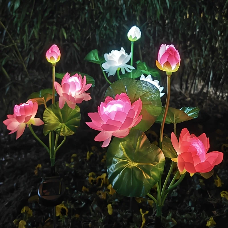 4 Packs Solar Garden Lights Lotus Flower Lights Outdoor Waterproof Garden Lamp Patio Yard Decoration for Patio Yard Flowerbed