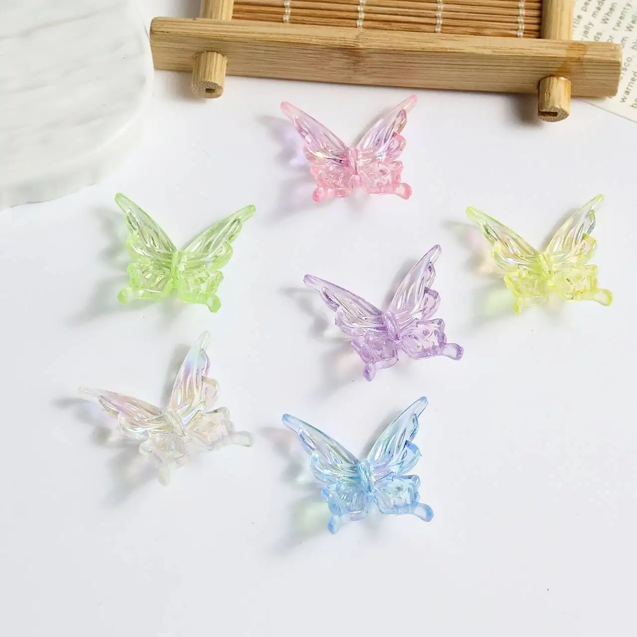 

6Pcs New Transparent Butterfly Accessories Material DIY Handmade Hairpins Hair Clips Wholesale Vintage Style Raw Materials