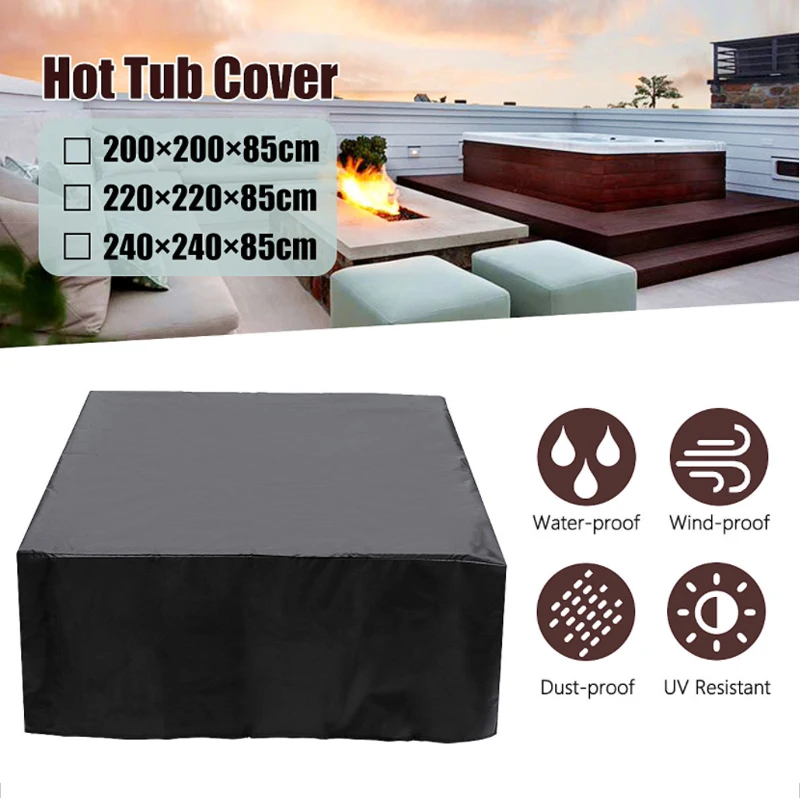 Universal Hot Tub Dust Cover Cap Waterproof UV Proof All-Weather Spa Cover Cap Protector Hotspring Snow Rain Dust Covers