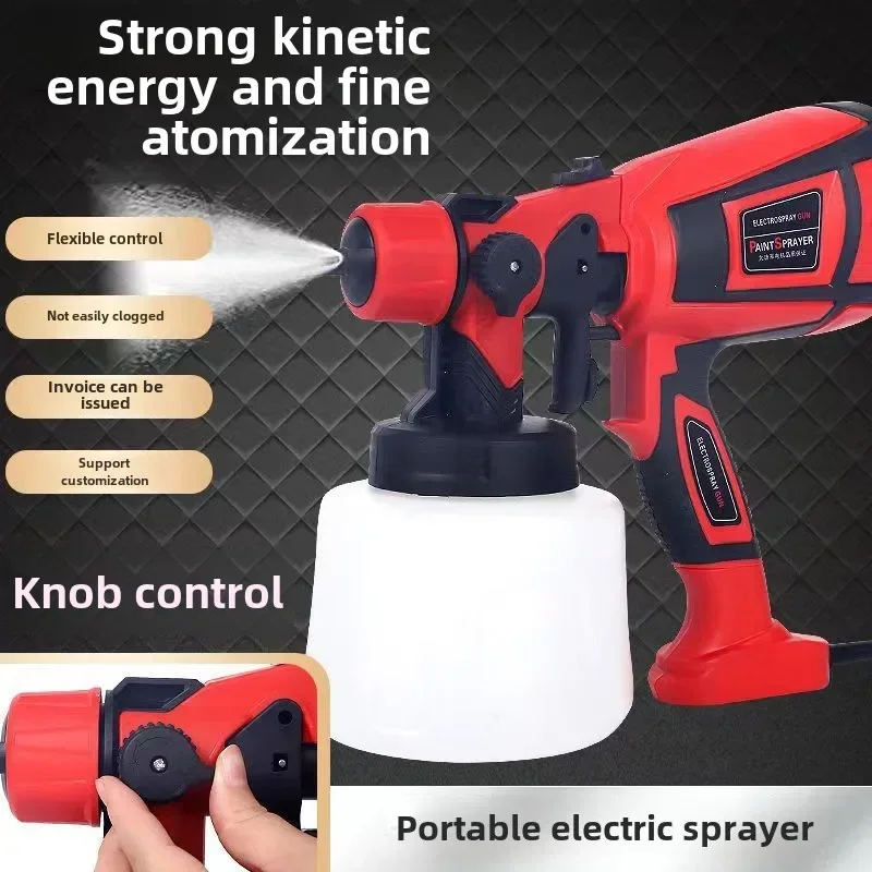 

High Pressure Electric Spray Gun Portable Paint Sprayer Spray Shape Adjustable Auto Furniture Steel Coating Airbrush 900ML