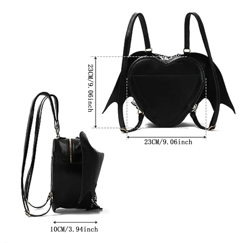 Mini Women\'s Backpacks 2023 Trend Heart Lace Female Bag Small Halloween Bags Black Bat Wings Rucksack For Girls Fashion Backpack