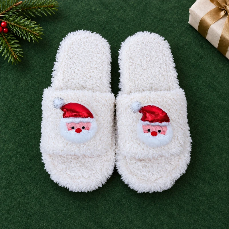 ZUOFU Weihnachts-Plüsch-Hausschuhe für Damen, Herren und Paare, Rentier, Weihnachtsmann, Schneemann, Baum, Glocke, Handschuh, warm, flauschig, rutschfest, für drinnen und zu Hause – Detail 16