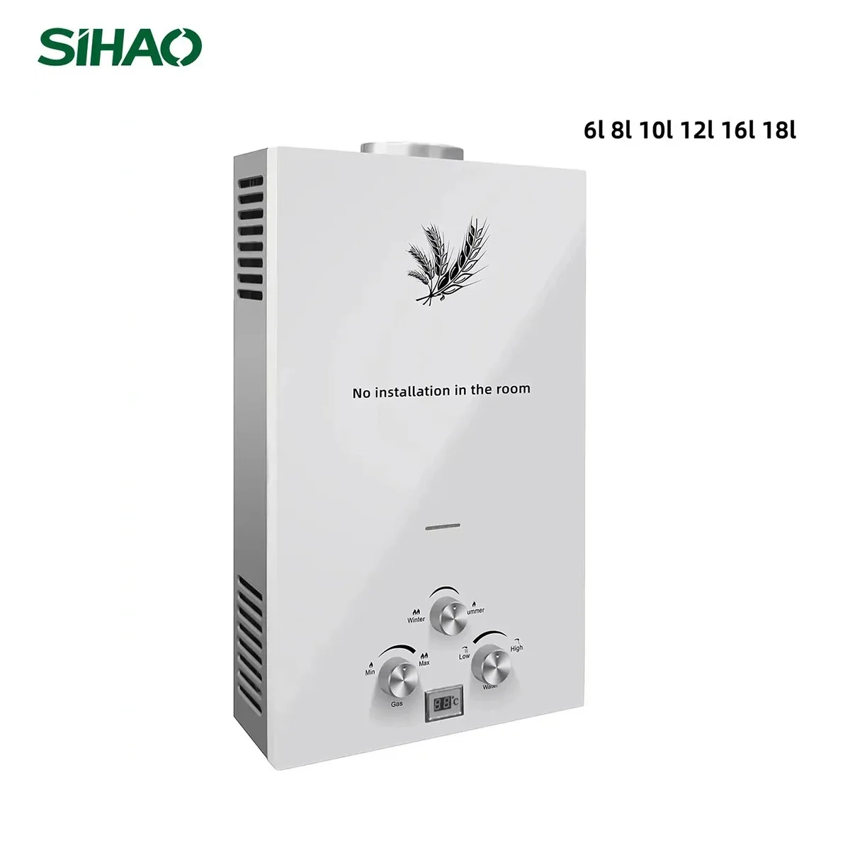 Energy-Saving LPG Gas Water Heater|SIHAO 6L 8L 10L 12L 16L 18L Energy-Saving LPG Gas Water Heater Liquefied Petroleum Gas Propane Butane Portable Instant Tankless LED Display Safety Protection Smart Control for Outdoor Home Camping