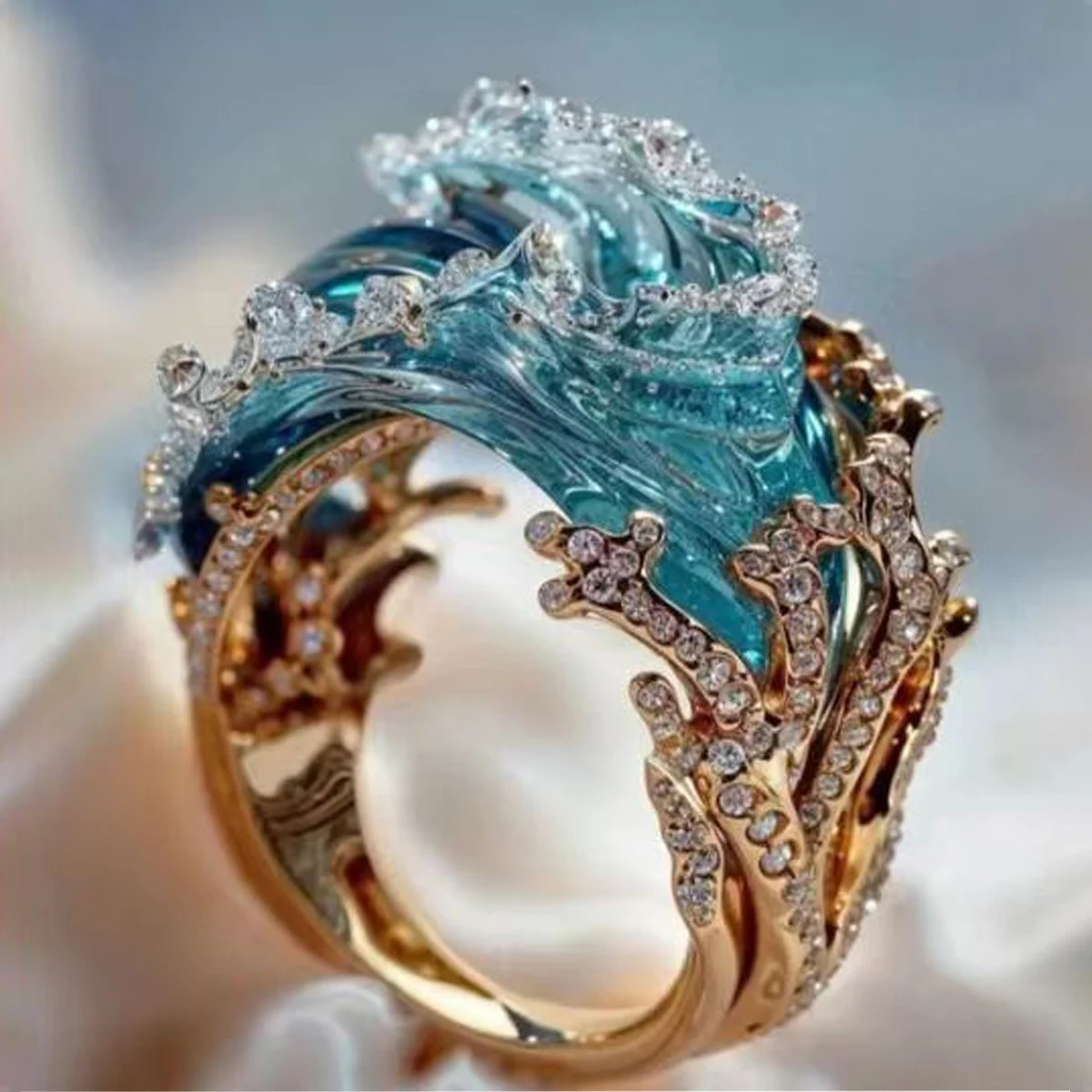 Creative Wave Pendant Resin accessories Sky Blue Wave Decorative pendant Wear beautiful hanging ornament sky blue