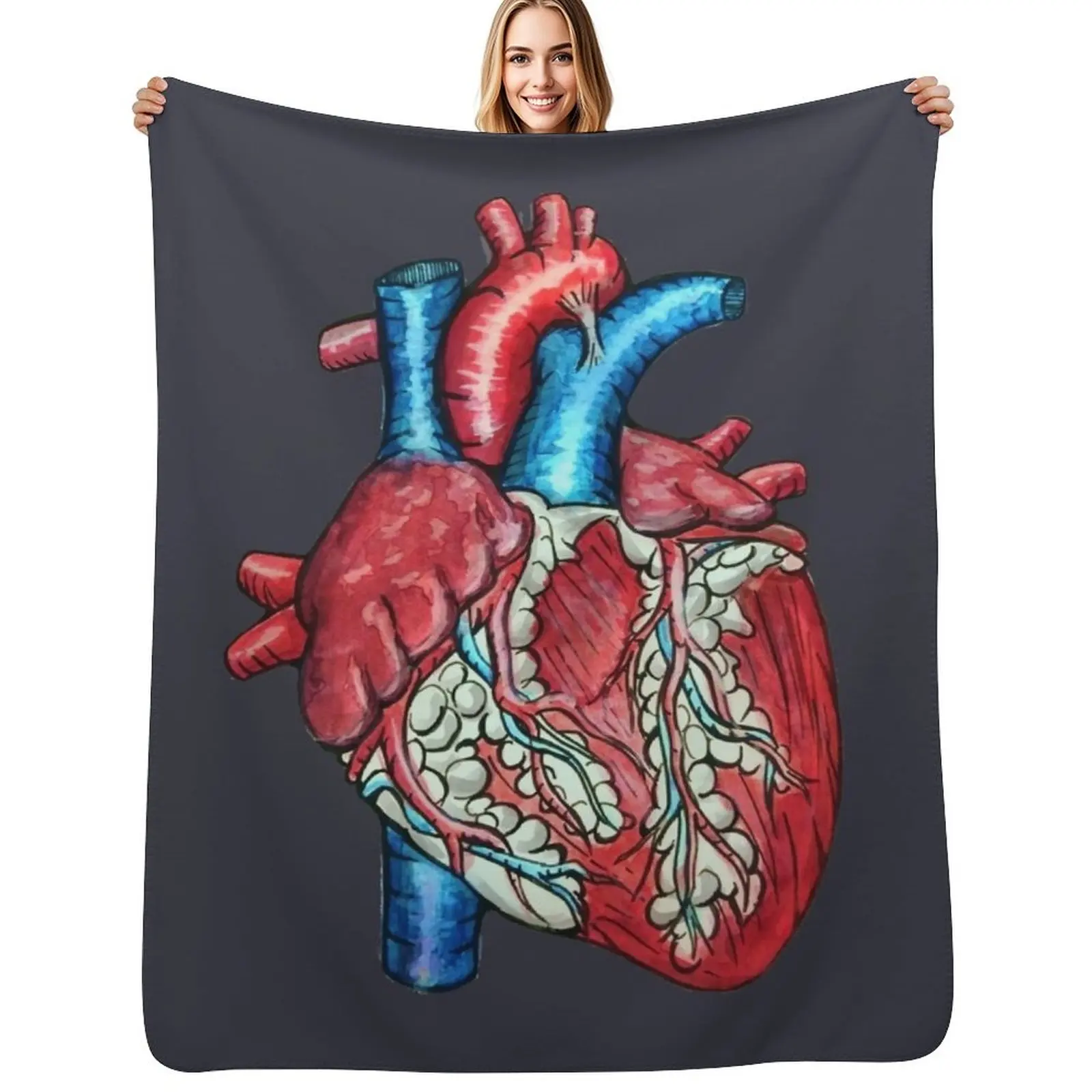 

Anatomical human heart Throw Blanket Faux Fur Soft Warm Blanket for Bed