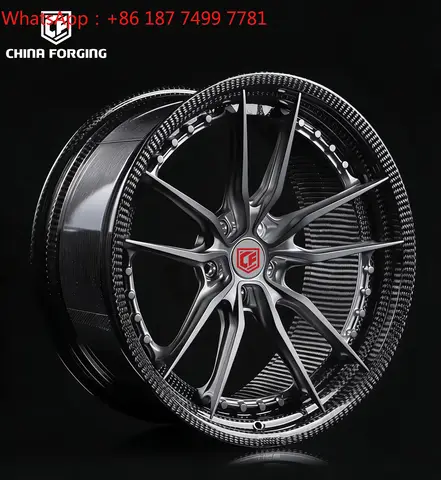 CF Custom 2-Piece Forged Aluminum Carbon Fiber Car Wheels 5x112/5x114.3/5x120/5x108 for  Porsche  Tesla Mustang