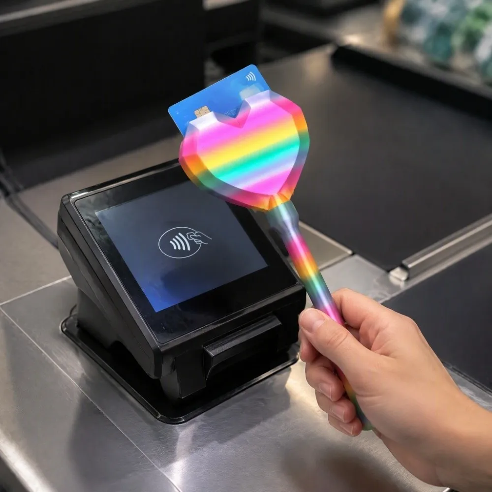 Fairy 13.39in 3D Printed Card Wand Candy Color Built In Slot Credit Card Wand Heart Shape Tap To Pay Wand Outdoor Market