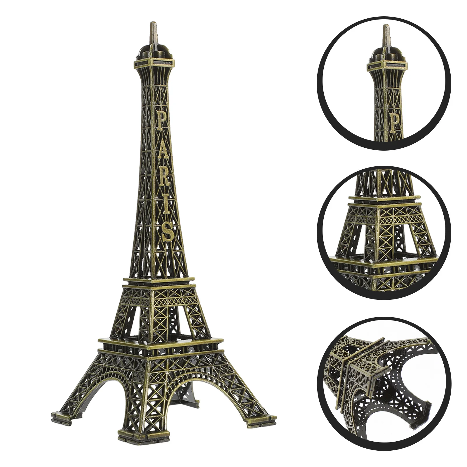 

3pcs Eiffel Tower Vintage Building Ornament Desktop Metal Decoration Retro Office Home Gift Unique Architecture Bar Decorative