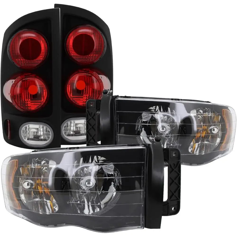 

Кристально-черные фары + задние фонари в 3D-стиле для Dodge Ram 1500 2002-2005, 2500 2003-2005, 3500 (левая + правая пара)