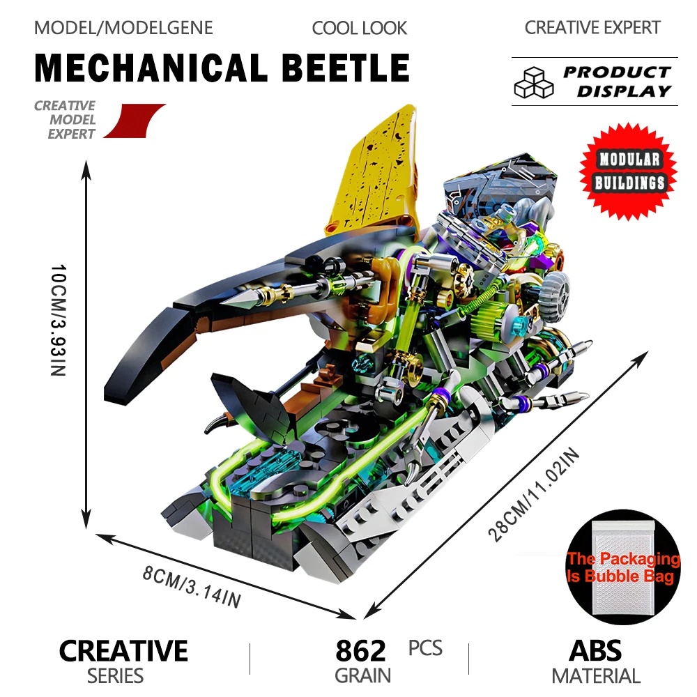 

Creative Mechanical Beetle Building Blocks Semi-Mechanical Insect Model Challenging Assembly Bricks Set Adult Collectible Gift
