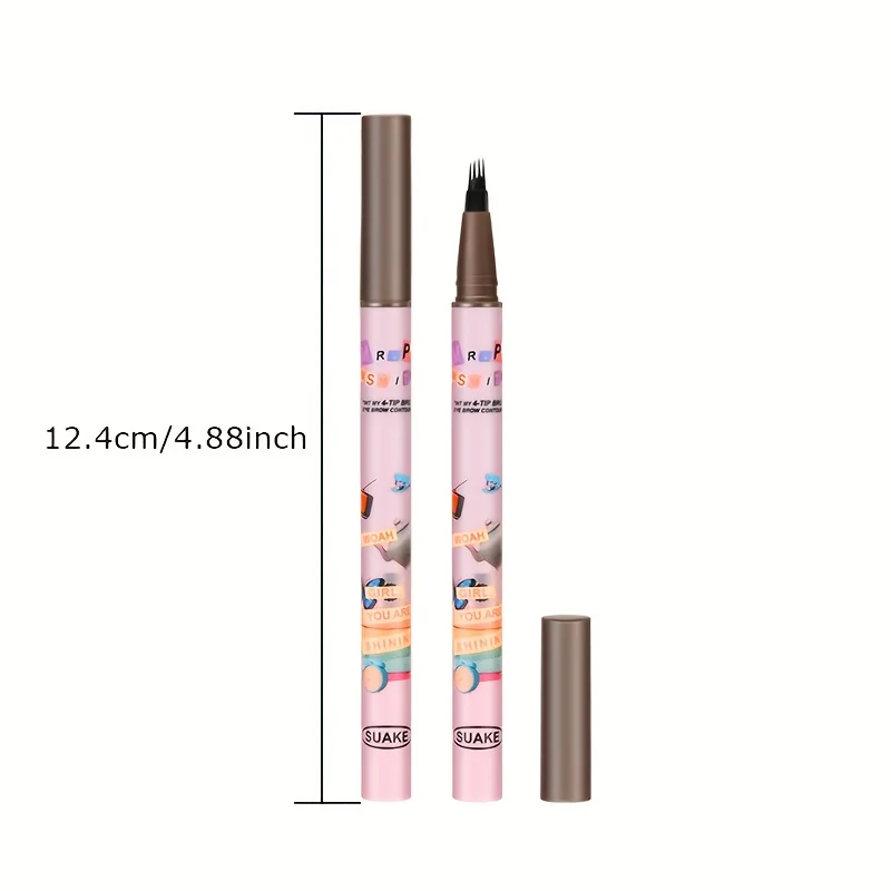 Juego de lápices para cejas de agua de 4 puntas, efecto Microblading, trazos ultrafinos, impermeables, duraderos, cejas naturales, 5 piezas