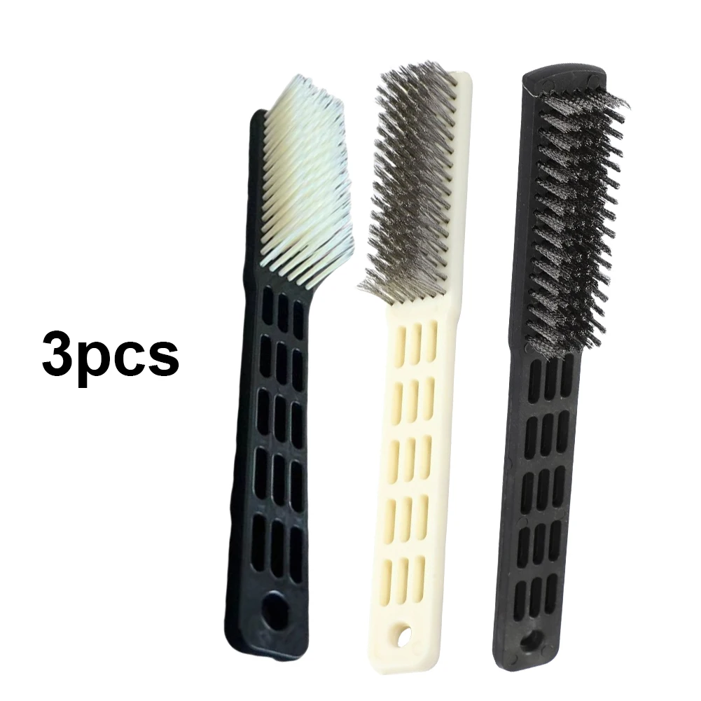 3 Piece Wire Brush Set for Bowling Shoes Dust Removal Improve Sliding Control Stainless Steel with Ergonomic Grip