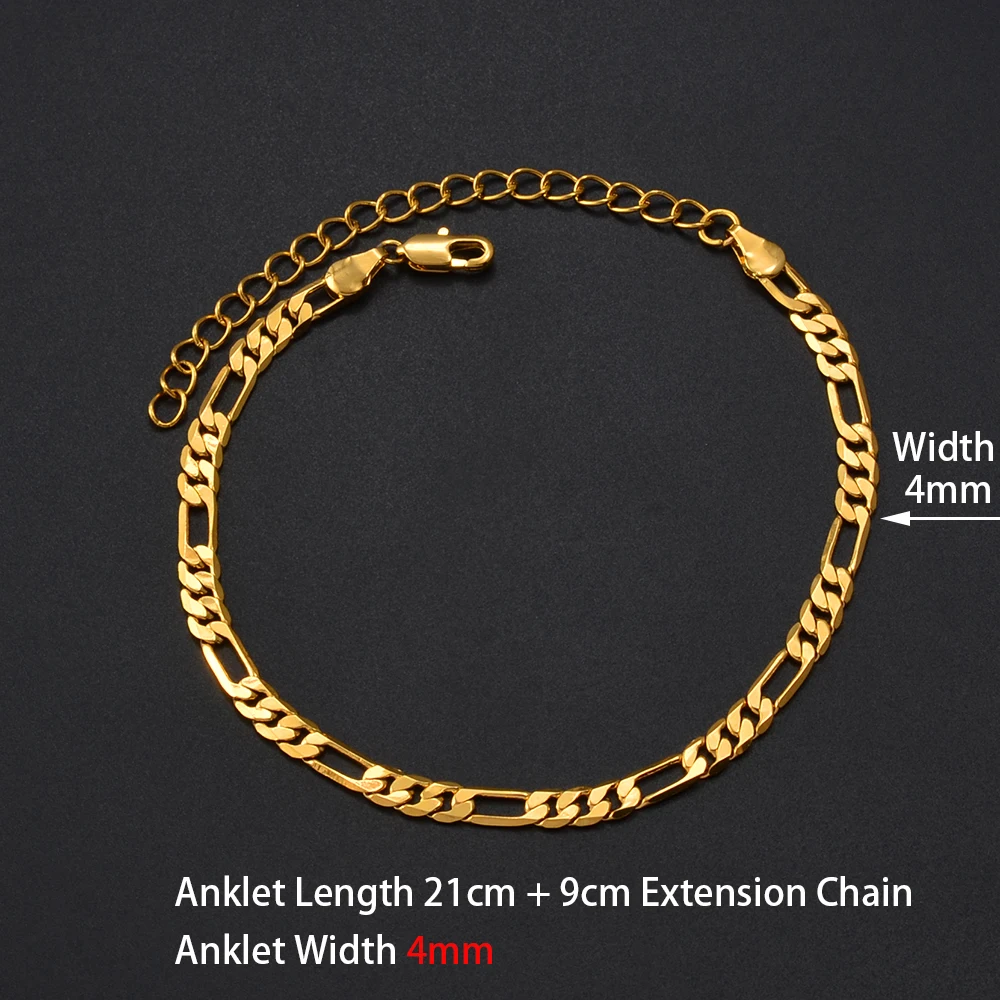 Anniyo طول 21 سنتيمتر + 9 سنتيمتر الذهب/الفضة اللون خلخال للنساء Ankleband مجوهرات سلسلة للقدم # 151916