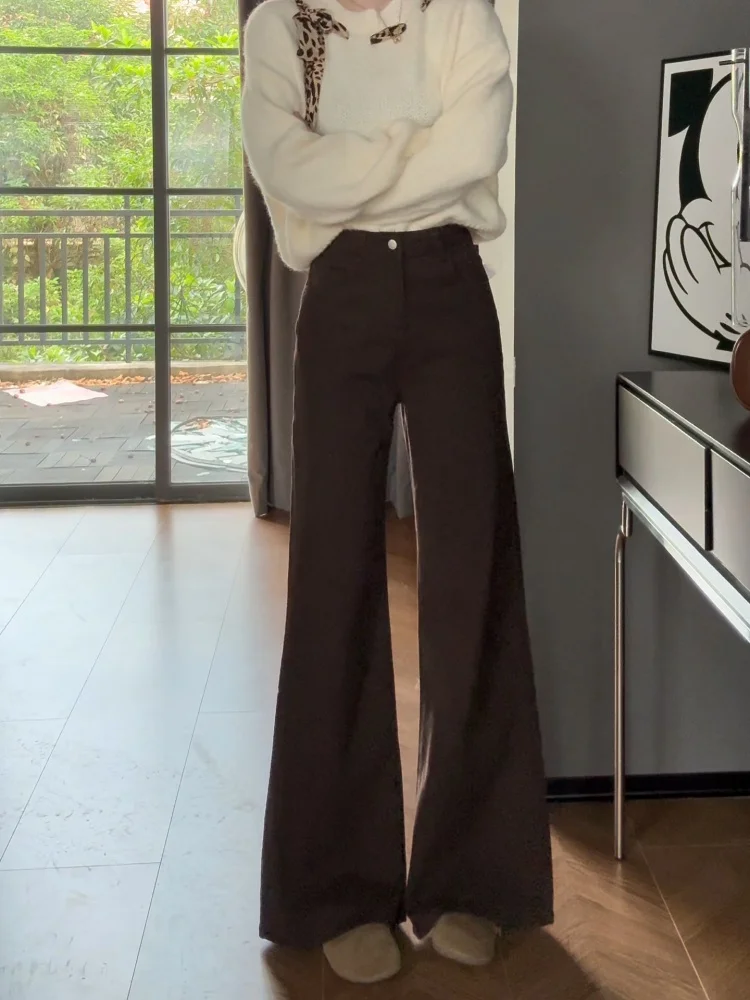 プラスサイズ Fce 裏地付き ストレートレッグ デニムジーンズ レディース ハイウエスト スリミング エラスティック フレアパンツ カジュアル 快適フィット