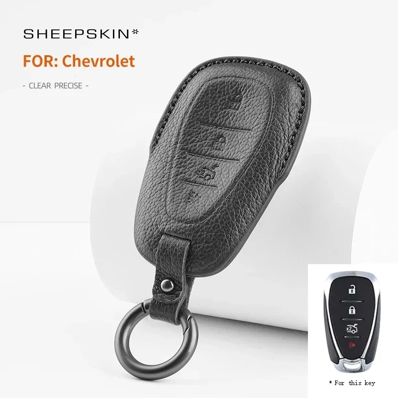 

For Chevrolet Chevy Malibu Camaro Cruze Traverse Spark Equinox Sonic Volt 2023 2024 GoatSkin Car Remote Key Case Cover Shell