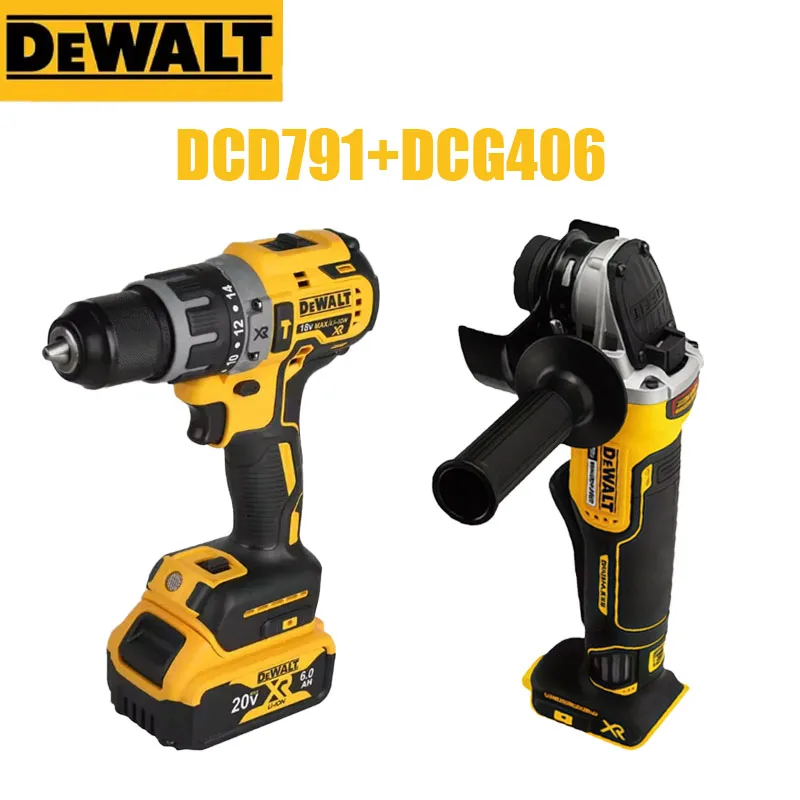 

DEWALT 20V Brushless DCG406 Angle Grinder & DCD791 Impact Drill - Heavy-Duty Power Combo for Efficient Car Maintenance & Cutting