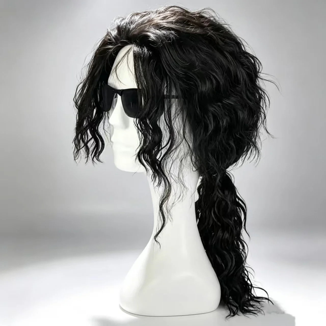Anime Michael Jackson Cosplay Michael Cosplay Black Wig Michael Role Play Medium Long Curly Black Hair Wig Halloween Cos Wigs