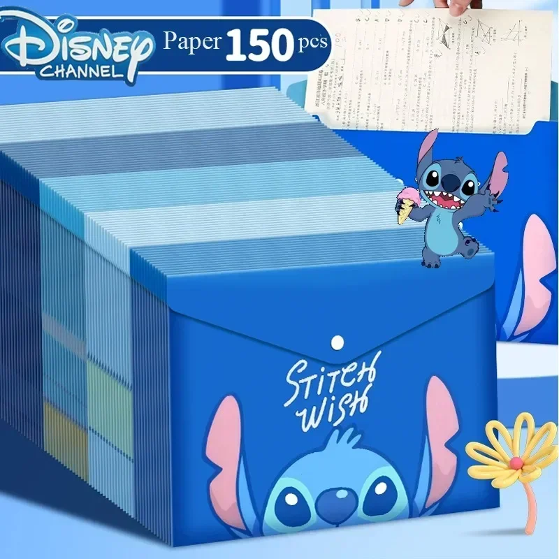 Disney Stitch Dokumenten taschen verdickt a4 Größe Druckknopf transparente Kapazität Test papier Lagerung Schul bedarf Schüler Geschenke